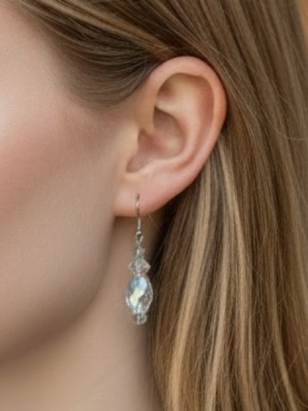 AB Glass Bead Earrings | Clear And AB Glass Handmade Earrings
